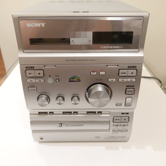 Sony CMT-CP300 HiFi Bookshelf Stereo 3-CD Changer Dual Cassette AM/FM No Remote - Picture 1 of 13